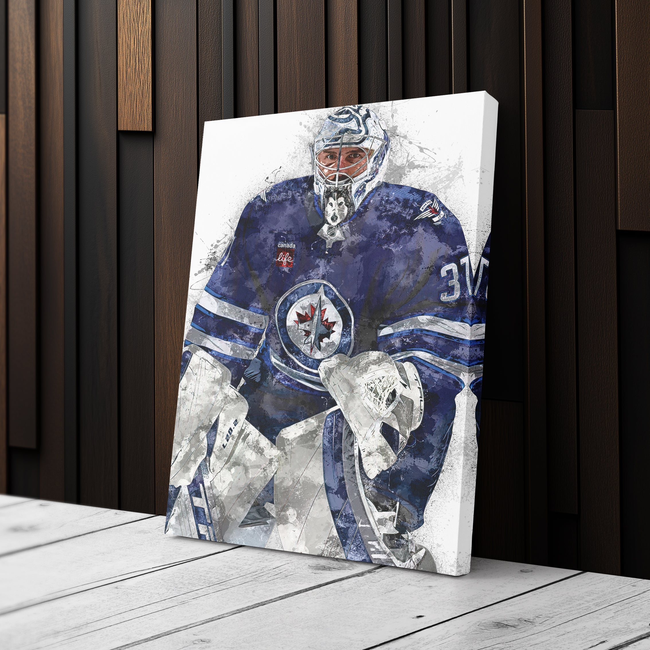 Connor Hellebuyck Canvas Art – Winnipeg Jets Wall Decor