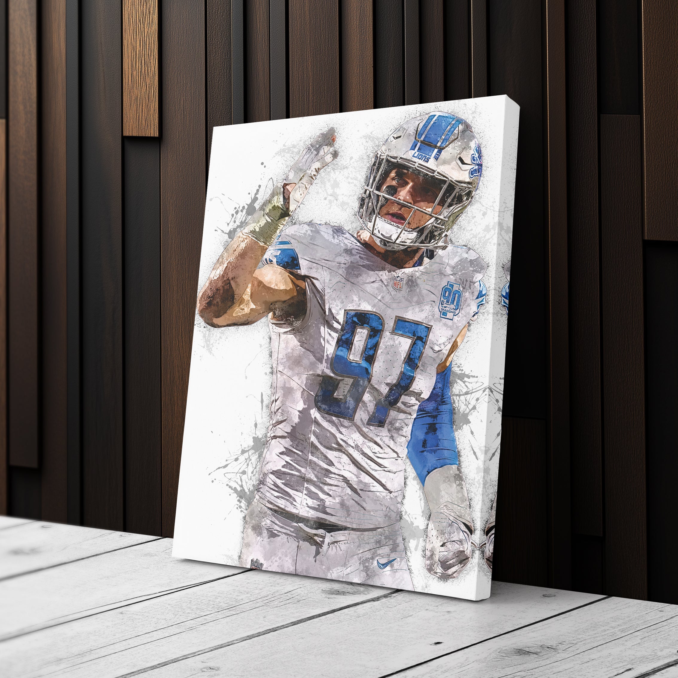 Aidan Hutchinson Canvas Art – Detroit Lions Wall Decor