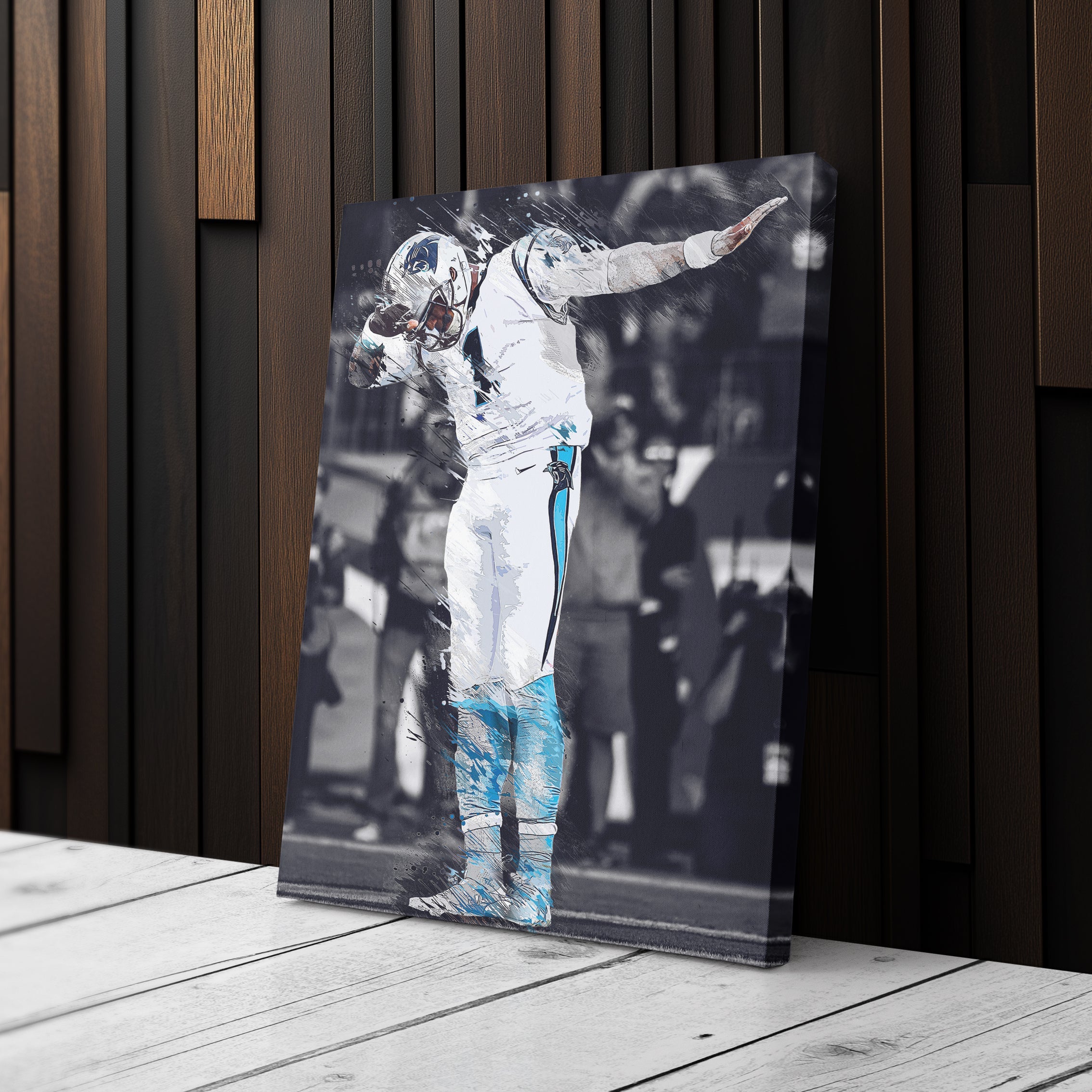 Cam Newton Canvas Art - Panthers Dab Celebration Wall Decor