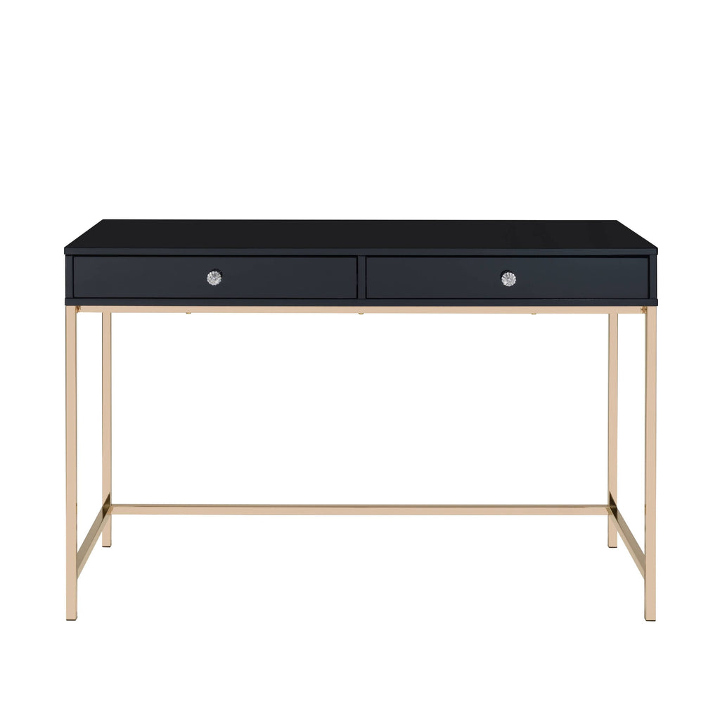 Ottey Black High Gloss & Gold Finish Writing Desk