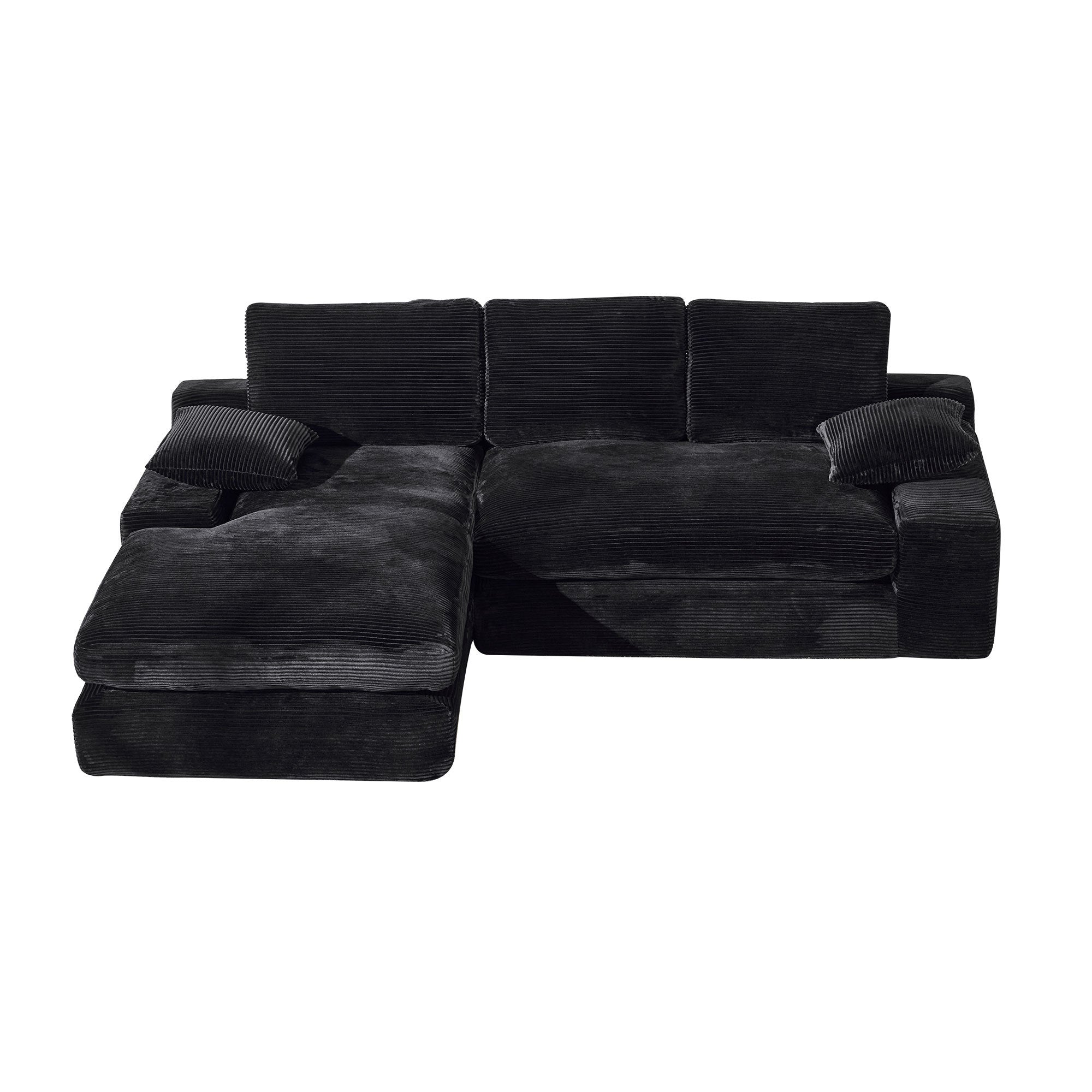 99*69' Modular Sectional Living Room Sofa Set, Modern Minimalist Style Couch, Upholstered Sleeper Sofa for Living Room, Bedroom, 2 PC Free Combination, Installation-free Sofa, L-Shape, Black