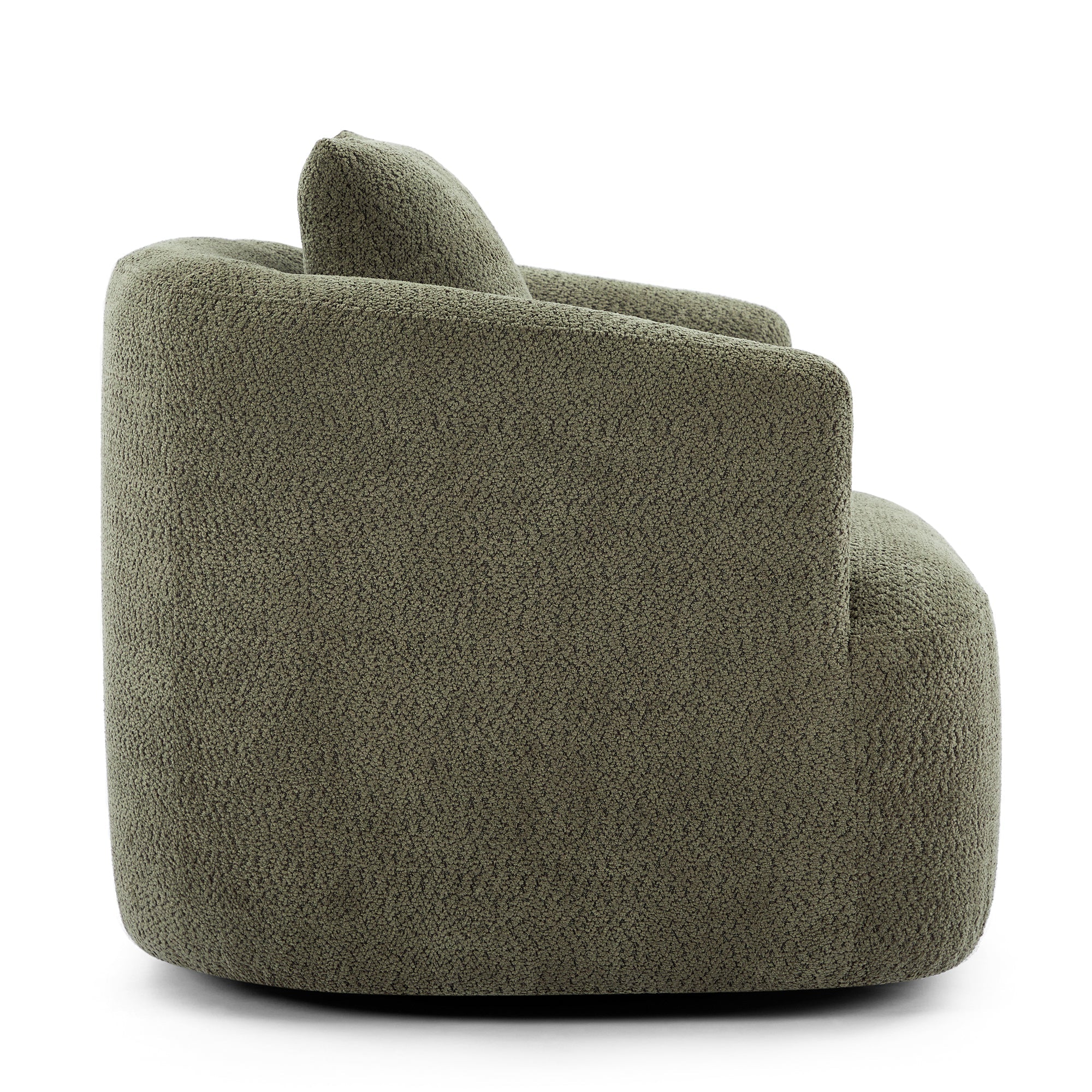 360° Swivel Chair, Chenille Upholstered Barrel Sofa Chair with Throw Pillow, Green, 38.2' for Living Room, Bedroom, Office