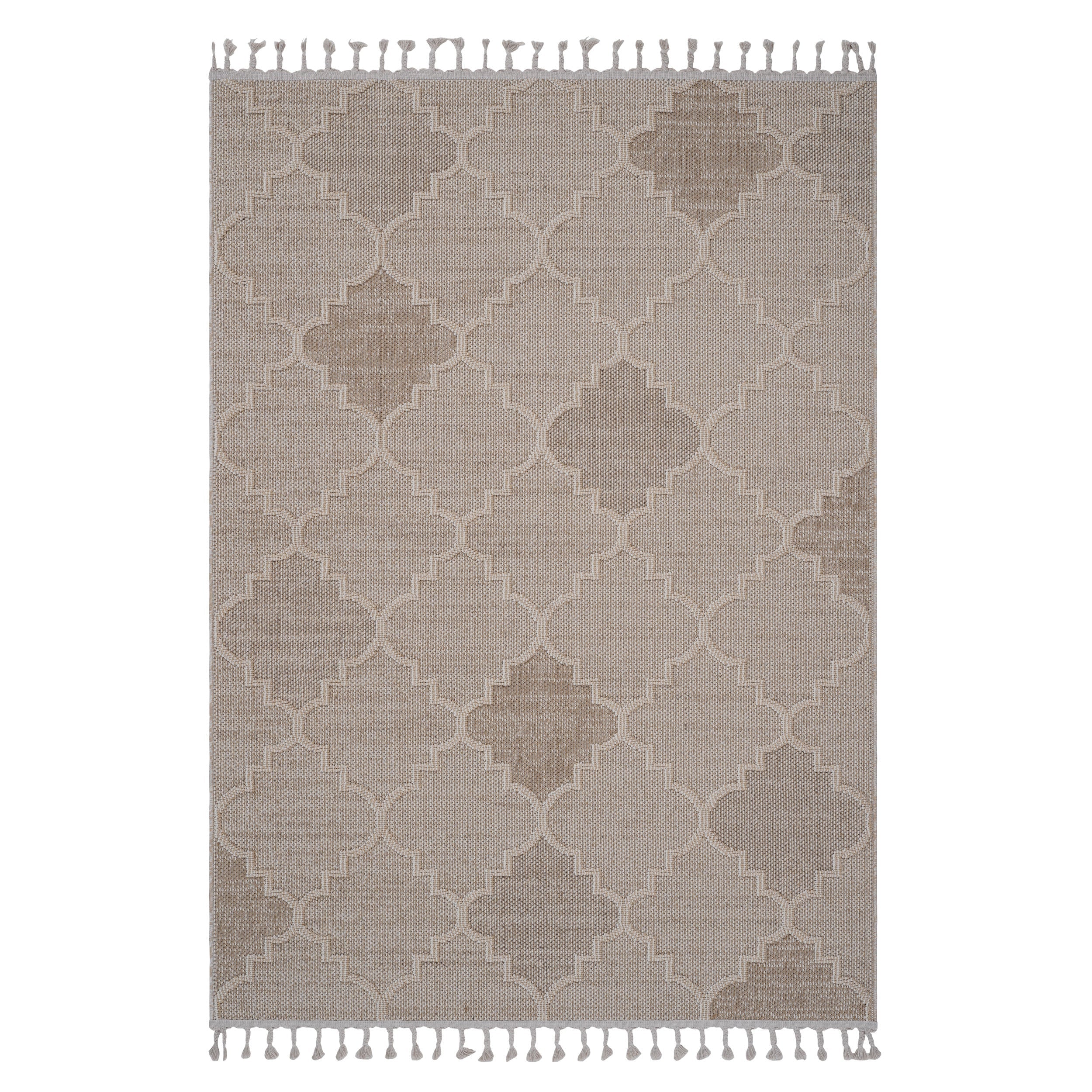 NAAR Guros Collection 6X9 Cream / Trellis Indoor / Outdoor Area Rug