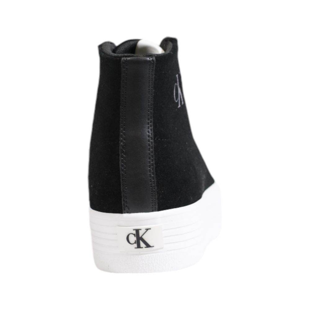 Calvin Klein Jeans Black Suede Leather Platform Sneakers
