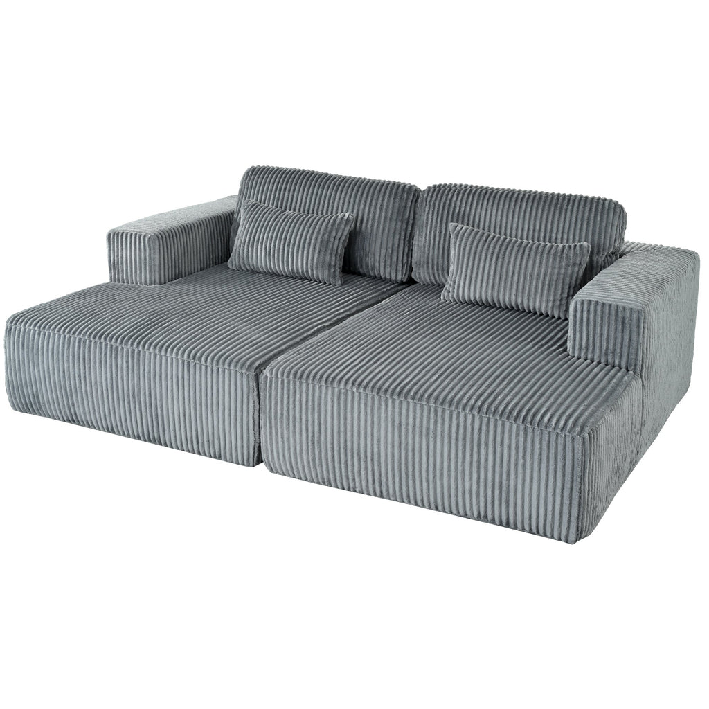 U_Style Corduroy Double Sofa Bed with 2 Pillows, Perfect for Living Rooms, Apartments, Offices
