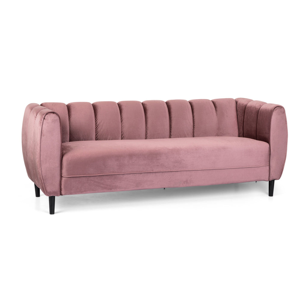 Miranda Velvet 3-Seater Sofa with Modern Glam Style and Blush Color