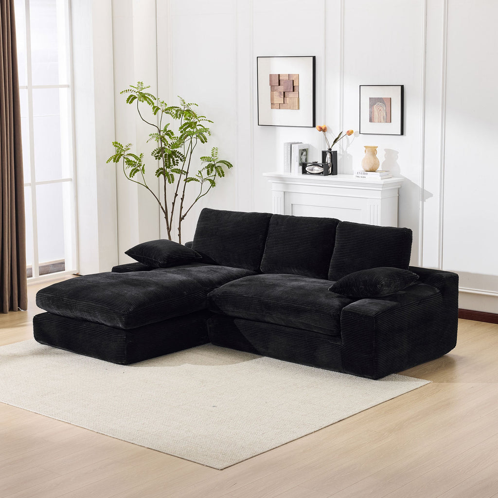 99*69' Modular Sectional Living Room Sofa Set, Modern Minimalist Style Couch, Upholstered Sleeper Sofa for Living Room, Bedroom, 2 PC Free Combination, Installation-free Sofa, L-Shape, Black