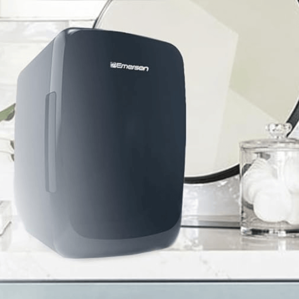 Emerson Portable Mini Fridge Cooler Quiet w Secure Latch and Holds up to 6 Cans