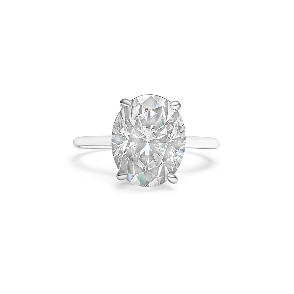 3.0ct Oval Cut Moissanite Hidden Halo Engagement Ring
