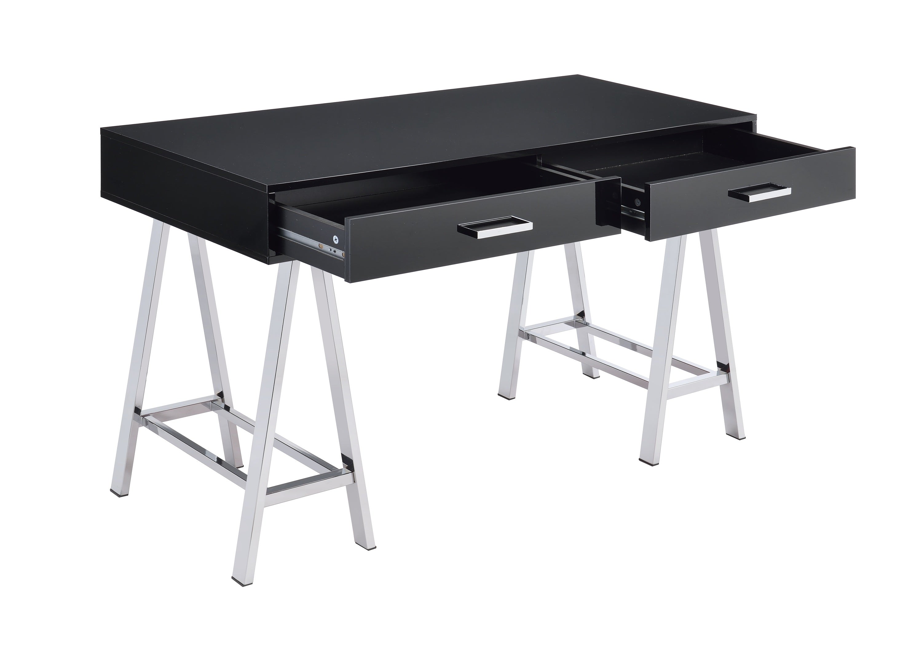 Coleen  Black High Gloss & Chrome Finish Writing Desk