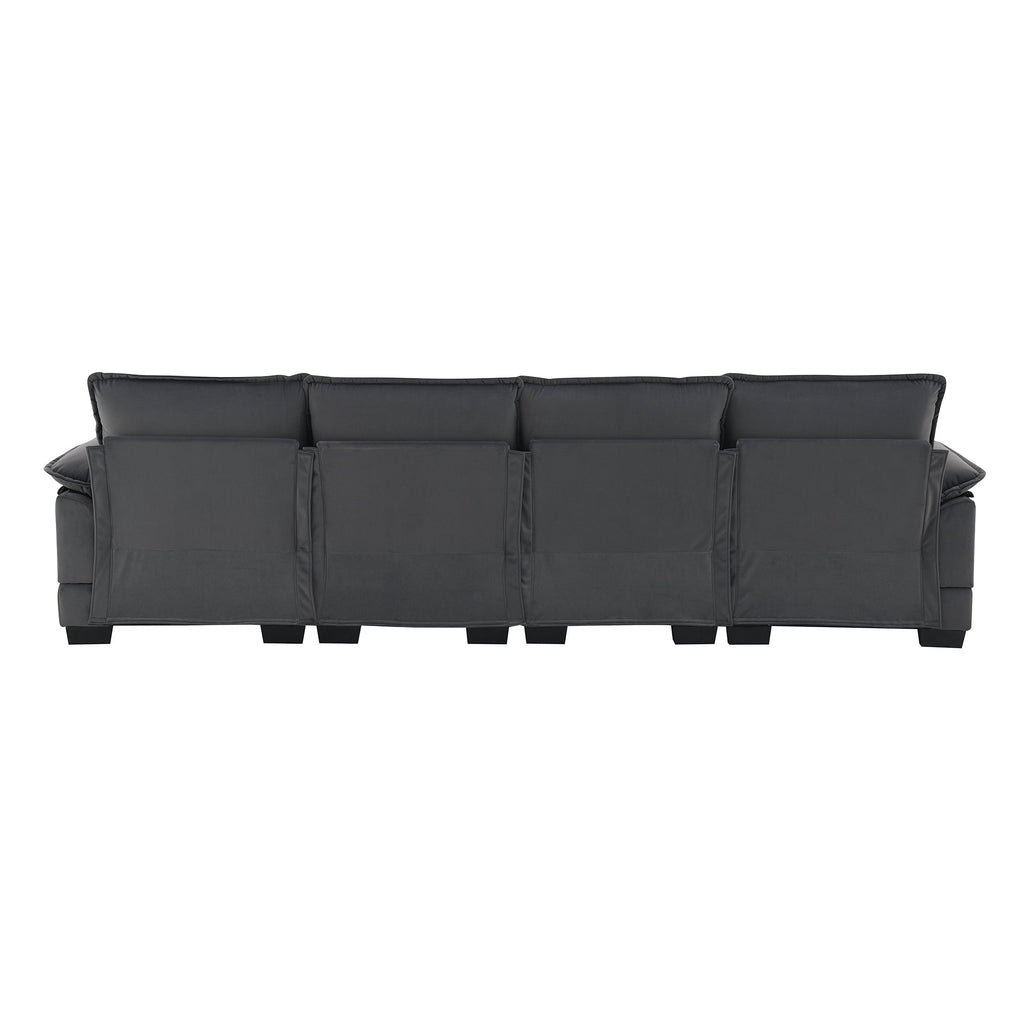 109.8*55.9' Modern U-shaped Sectional Sofa with Waist Pillows,6-seat Upholstered Symmetrical Sofa Furniture,Sleeper Sofa Couch with Chaise Lounge for Living Room,Apartment,5 Color