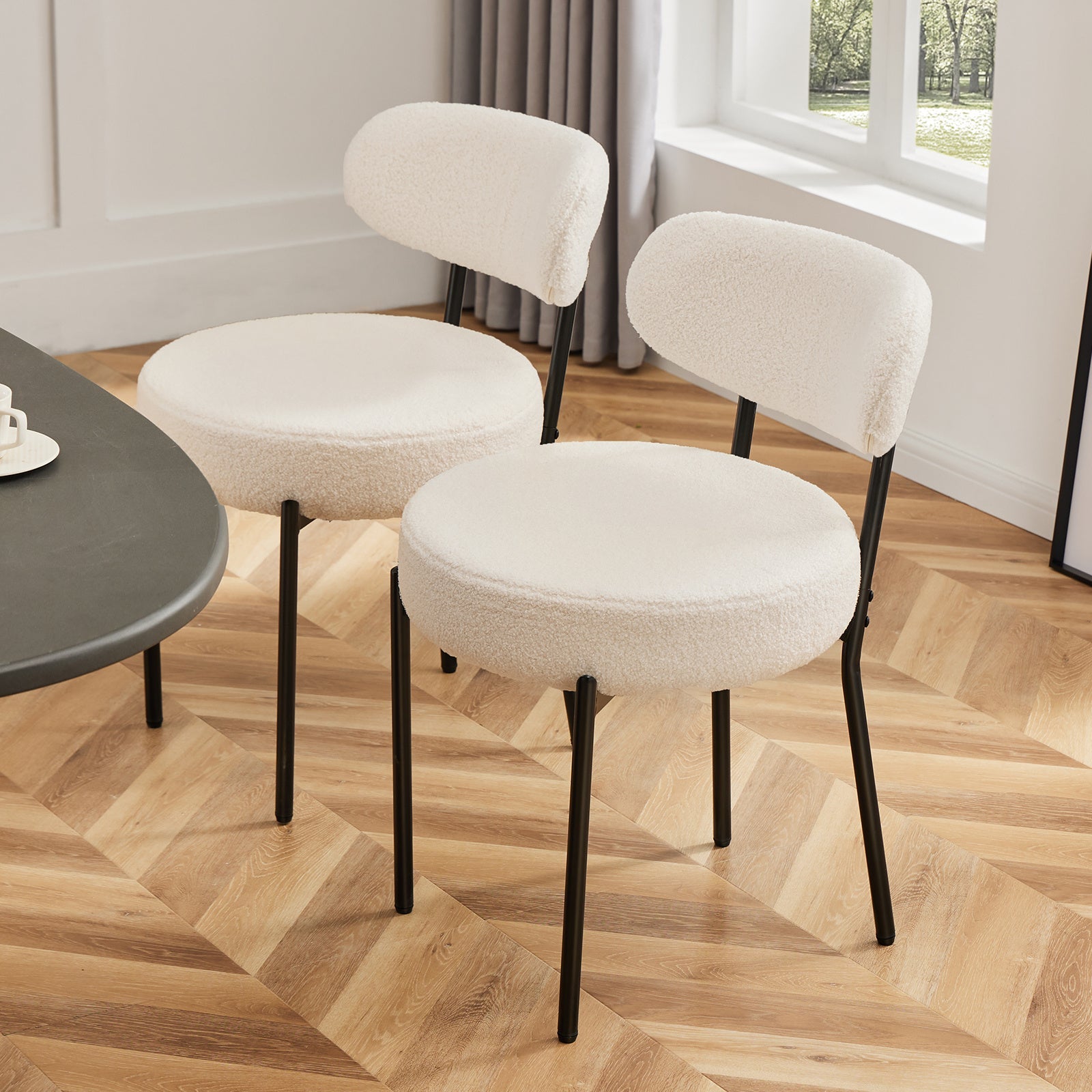 LuneluX_Home – Set of 2 Bouclé Dining Chairs | Nordic Edition
