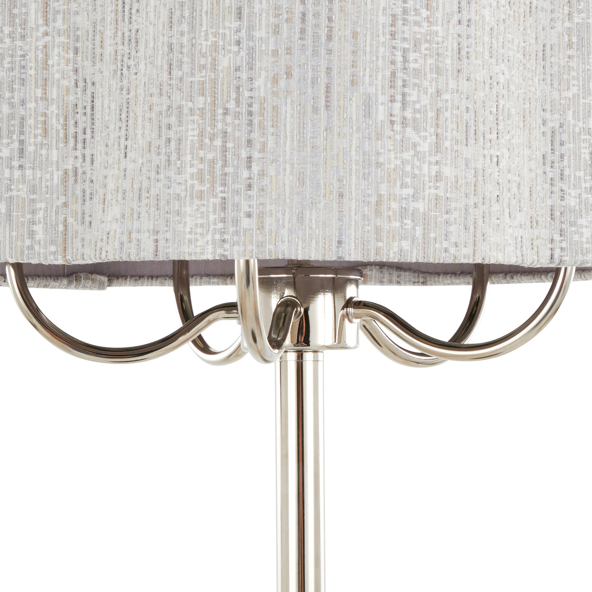 Lily 30' Contemporary Metal Table Lamp in Polished Nickel with Grey Linen Hardback Shade from Grandview Gallery by LumiSource