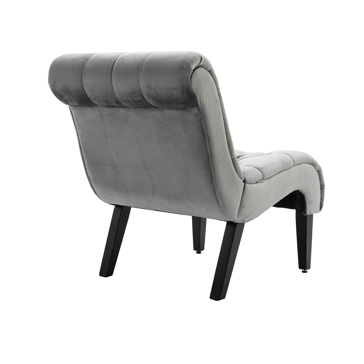 COOLMORE Modern Velvet Armless Accent Living Room Chair / Leisure Chair,Upholstered Fabric Button Comfortable Chair with Wooden Legs for Bedroom, Living Room, Office (Silver Velvet)