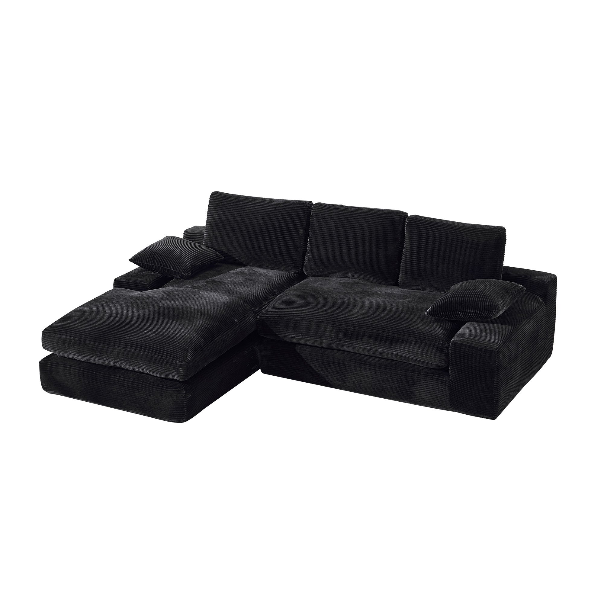 99*69' Modular Sectional Living Room Sofa Set, Modern Minimalist Style Couch, Upholstered Sleeper Sofa for Living Room, Bedroom, 2 PC Free Combination, Installation-free Sofa, L-Shape, Black