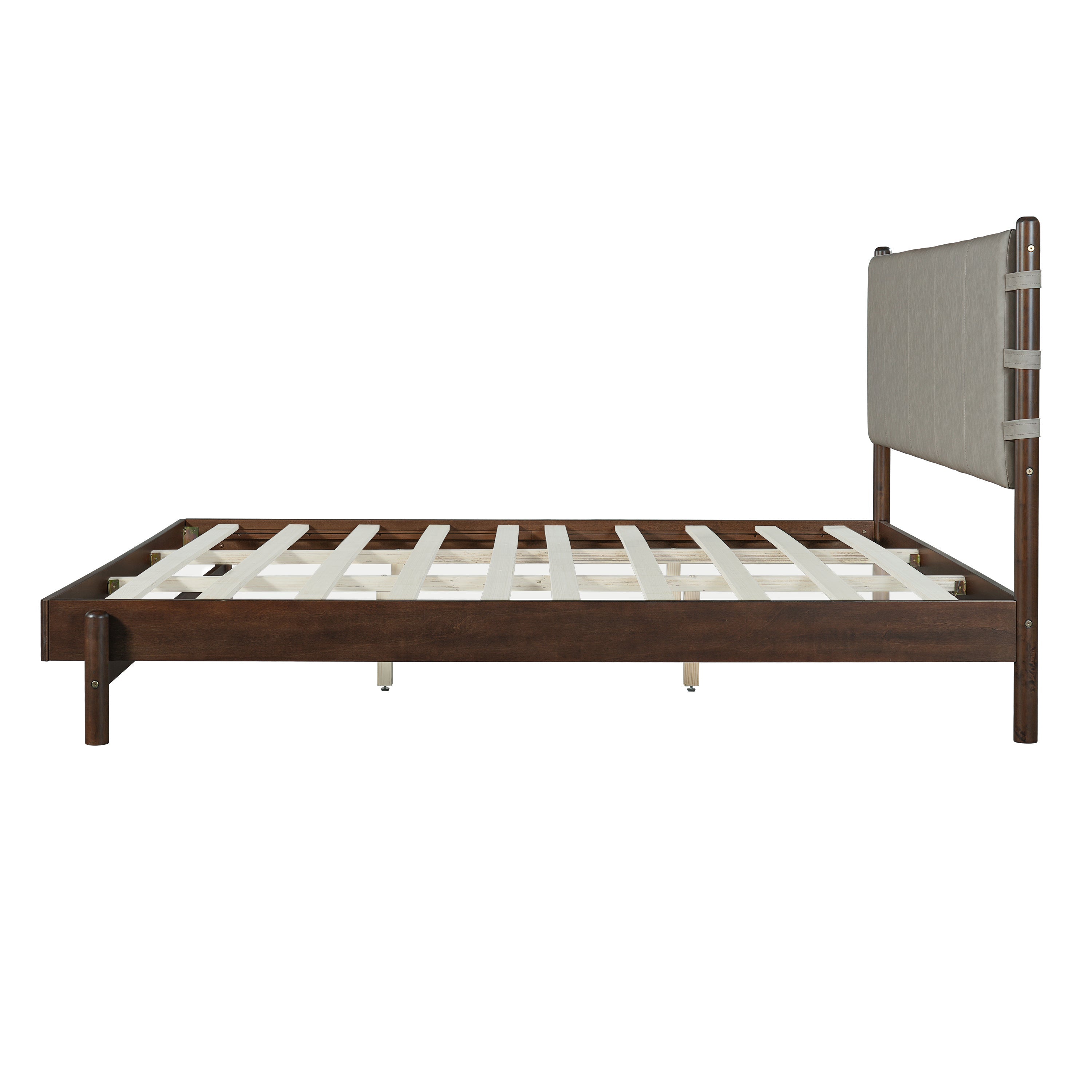 Modern King Bed Frame Set with 2 Nightstands, Light Gray Wood Platform Bed with Headboard and Matching Bedside Tables for Bedroom