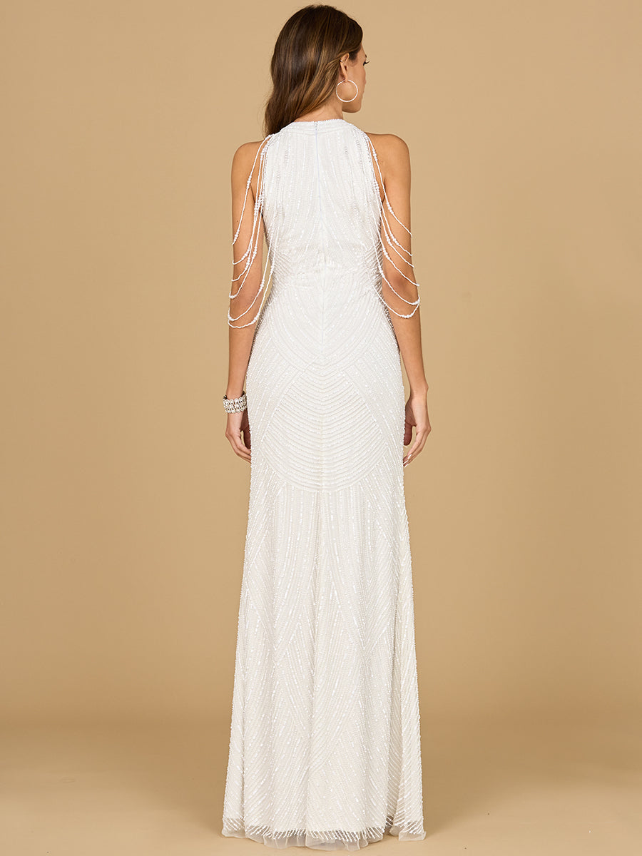 Halter Neck Gown with Fringe