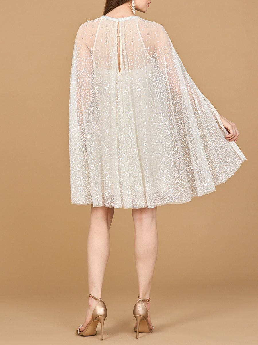 Beaded Bridal Cape Dress