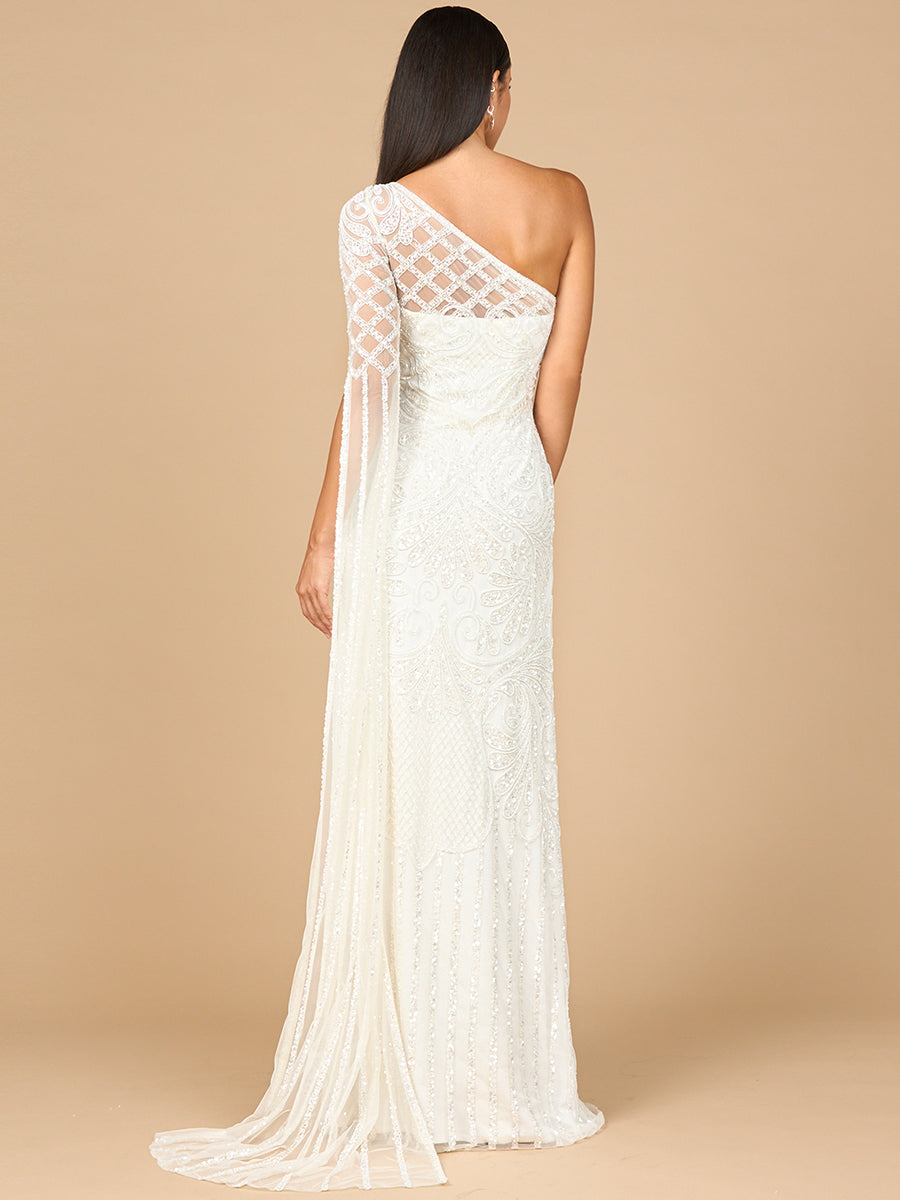 One Sleeve Beaded Bridal Gown