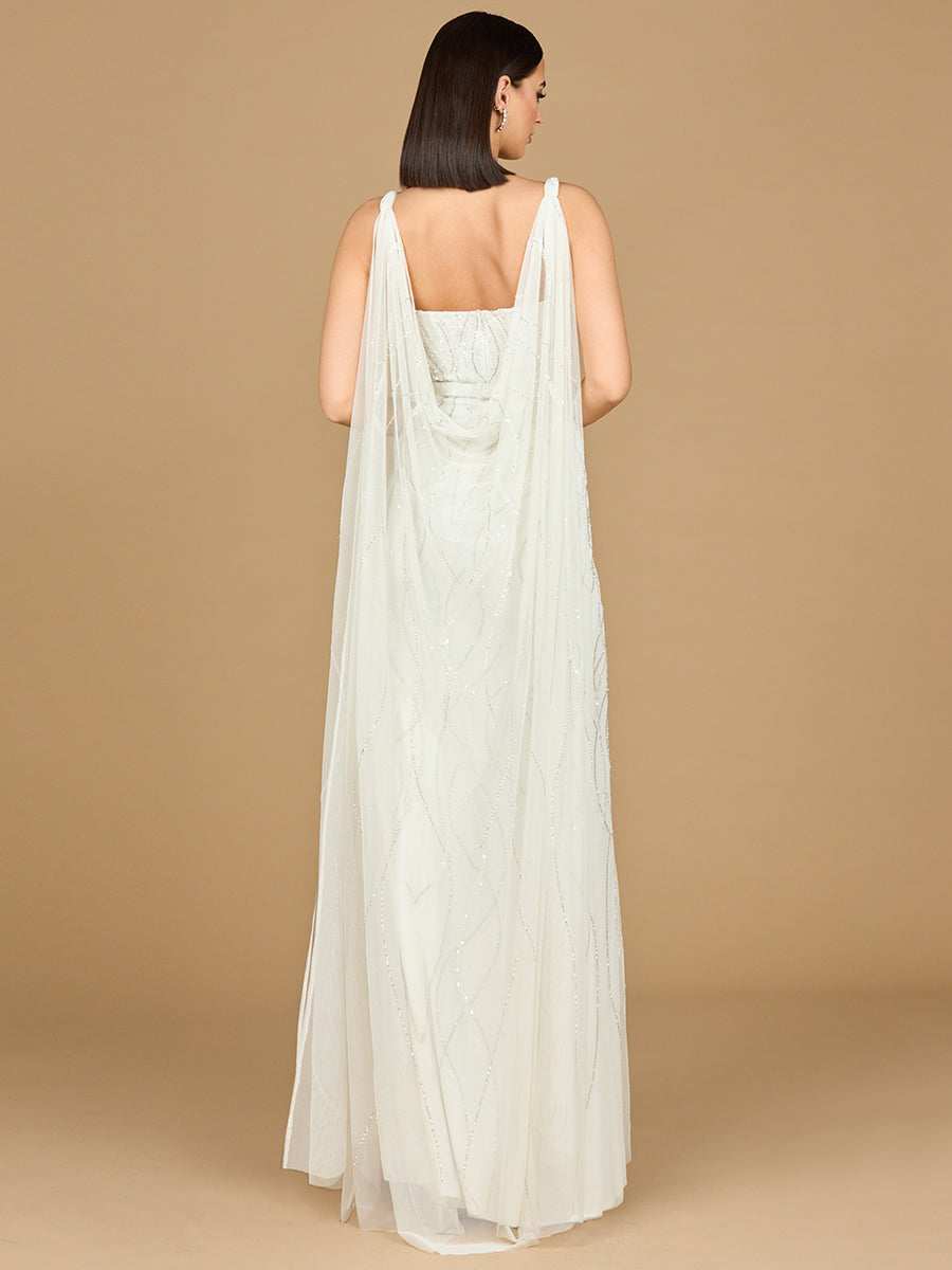 Lara 51214 - Beaded Wedding Gown with Cape