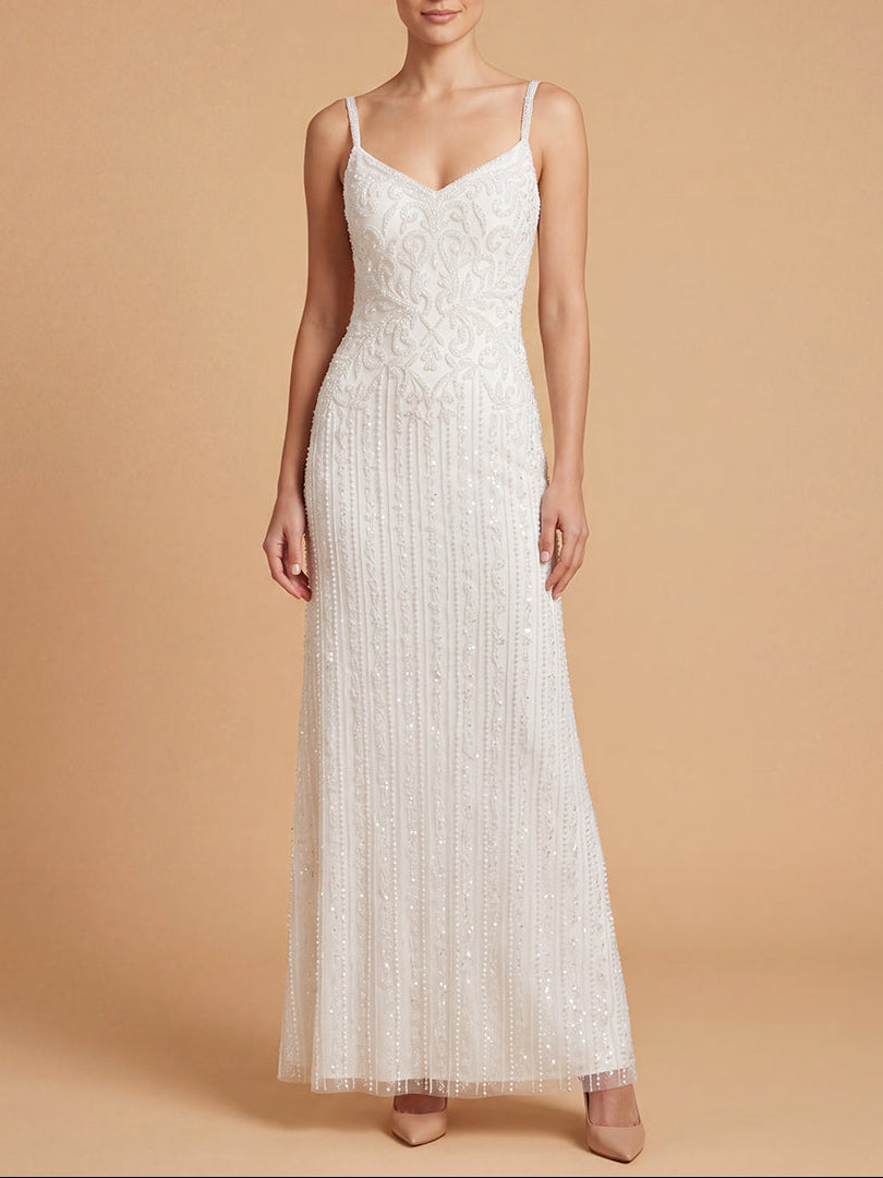 Lara Beaded Spaghetti Strap Sheath Gown | 51226