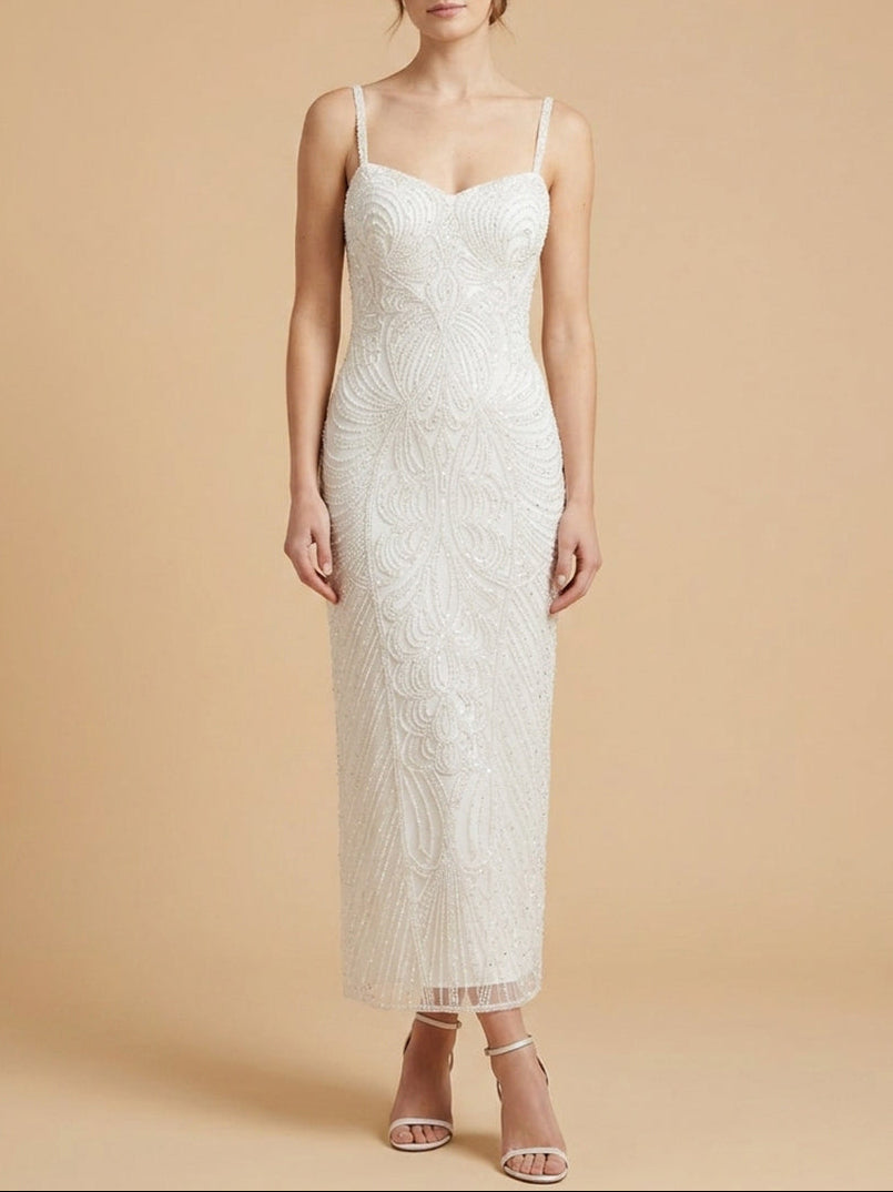 Lara Beaded Midi Dress with Spaghetti Straps | 51231