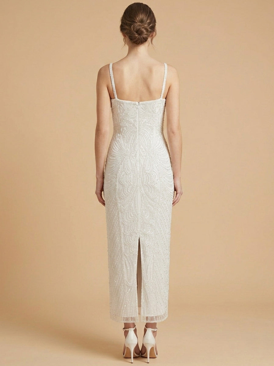 Lara Beaded Midi Dress with Spaghetti Straps | 51231