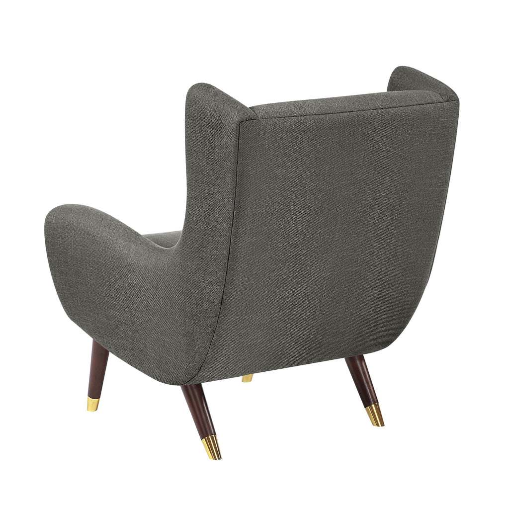 Modern Wingback Upholstered Dark Gray Accent Chair 1pc Solid Wood Sleek Design Luxury Furniture