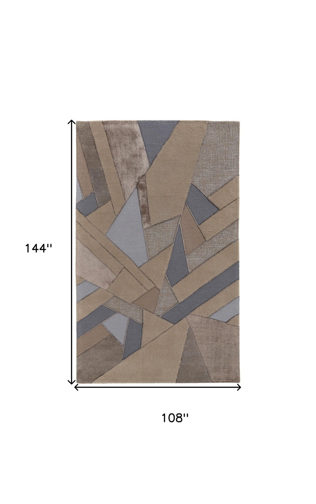 5' X 8' Tan Brown And Blue Wool Geometric Tufted Handmade Area Rug