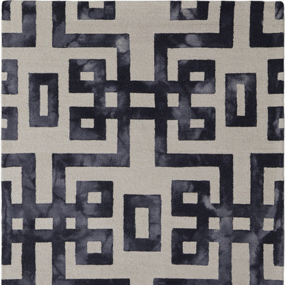 4' X 6' Ivory And Black Wool Geometric Hand Tufted Area Rug
