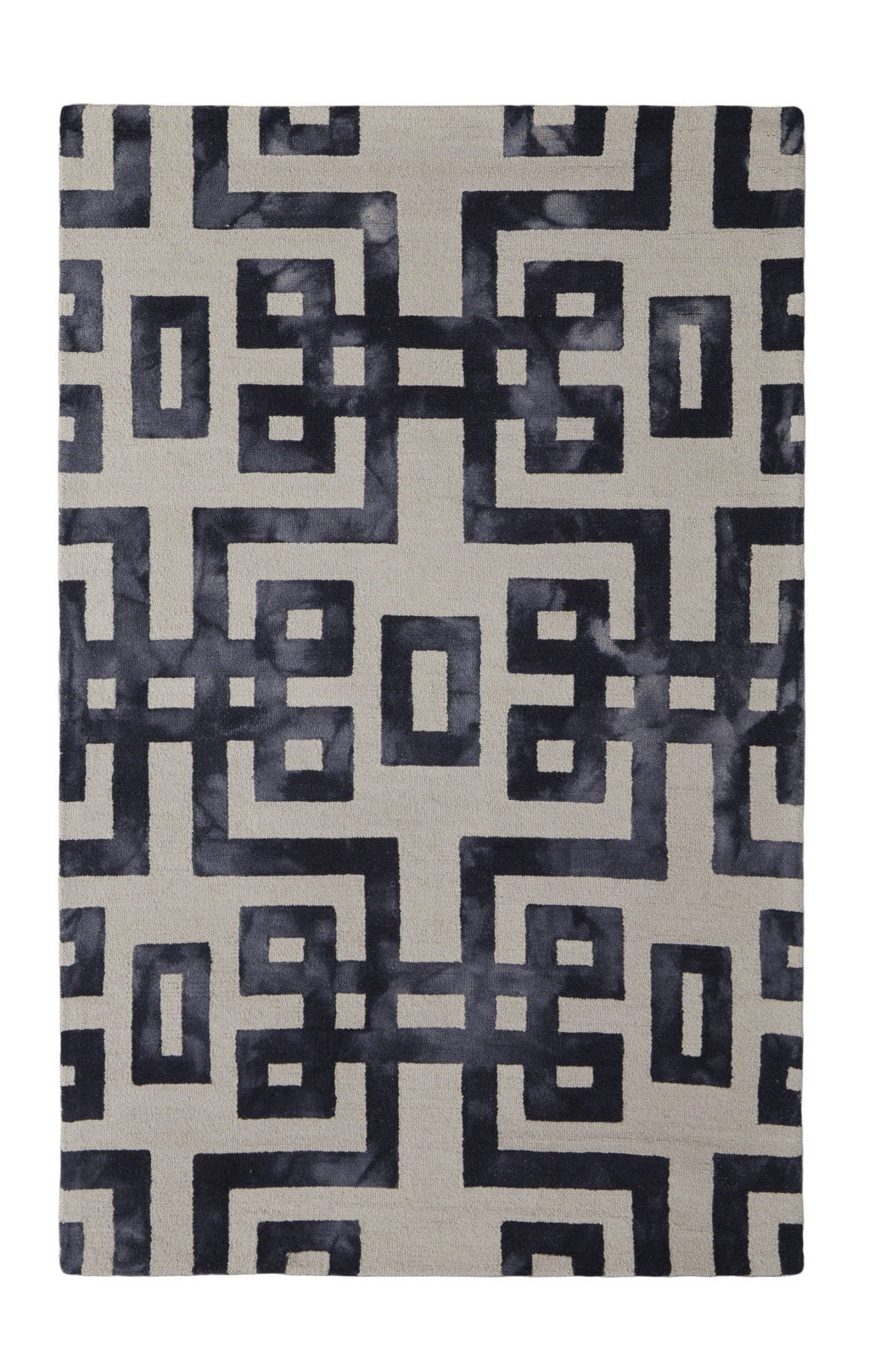 4' X 6' Ivory And Black Wool Geometric Hand Tufted Area Rug
