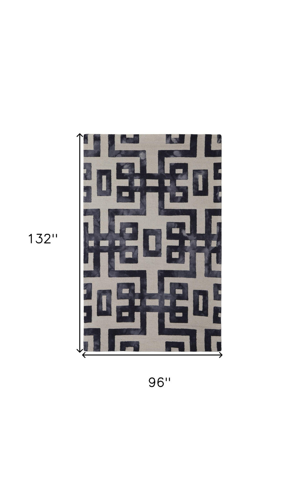 4' X 6' Ivory And Black Wool Geometric Hand Tufted Area Rug