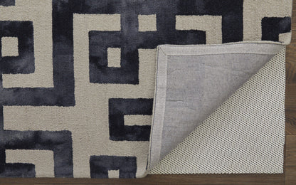 4' X 6' Ivory And Black Wool Geometric Hand Tufted Area Rug