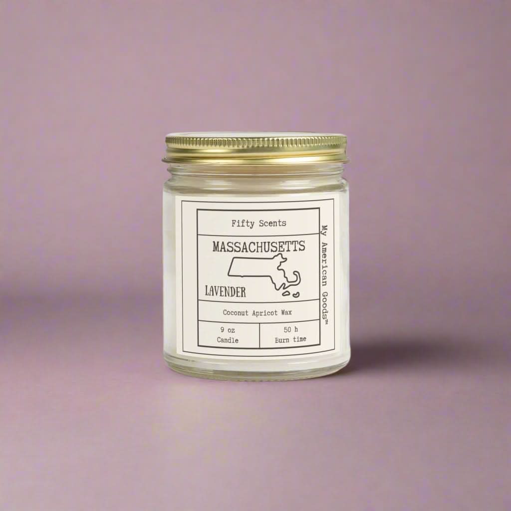 Massachusetts - Lavender Scented Candle - Coconut Apricot Wax