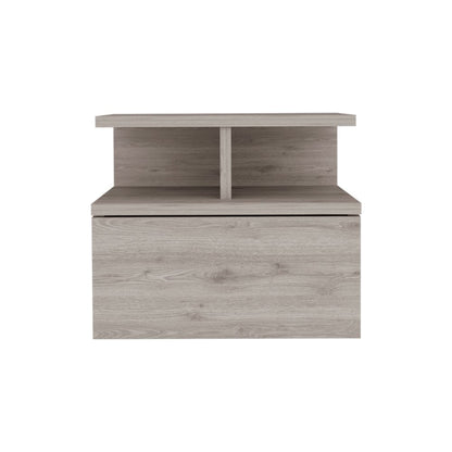 12" Light Gray Wood One Drawer Nightstand