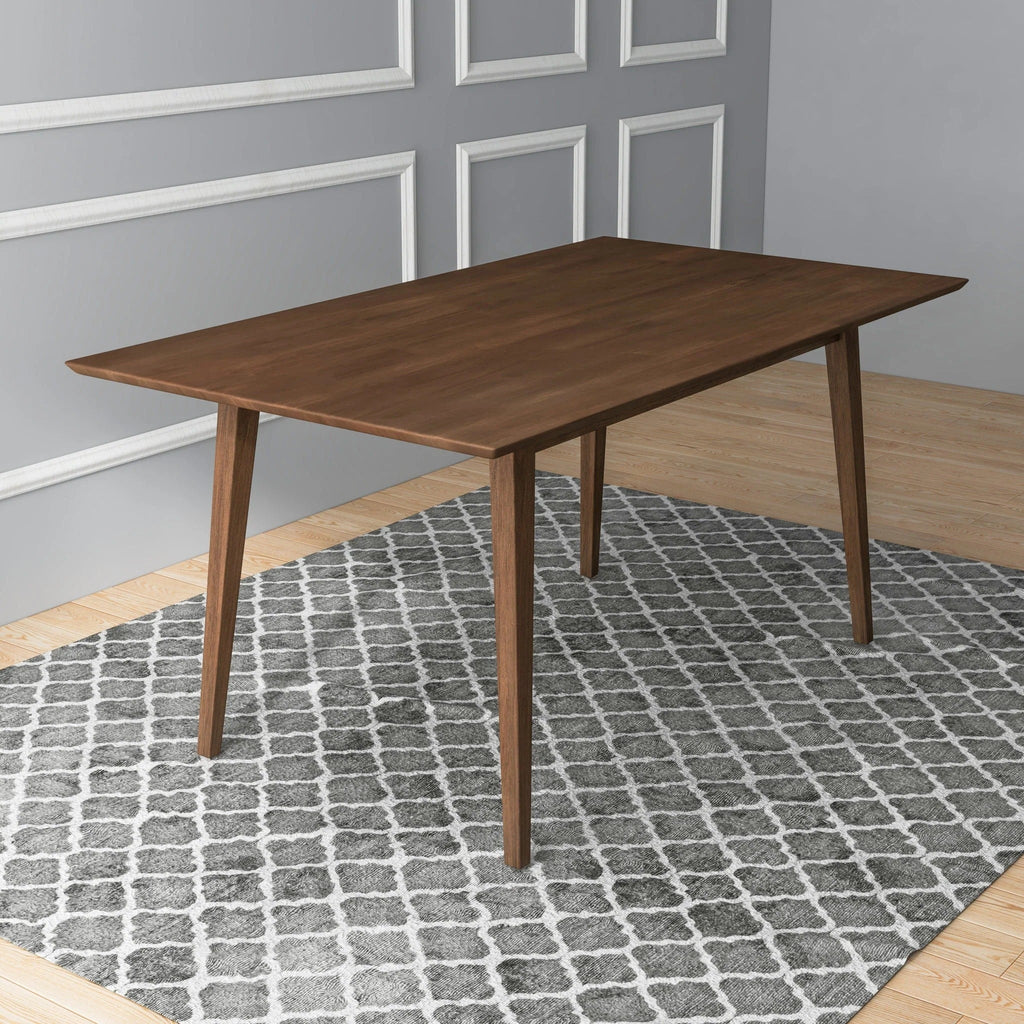 Mary Modern Style Solid Wood Rectangular Dining Kitchen Table Brown Finish Beveled Edges