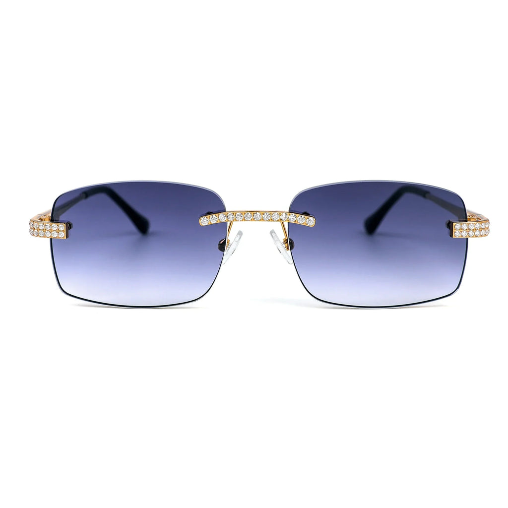925 Silver Round Moissanite Square with Bevel Shape Gray Lens Glasses