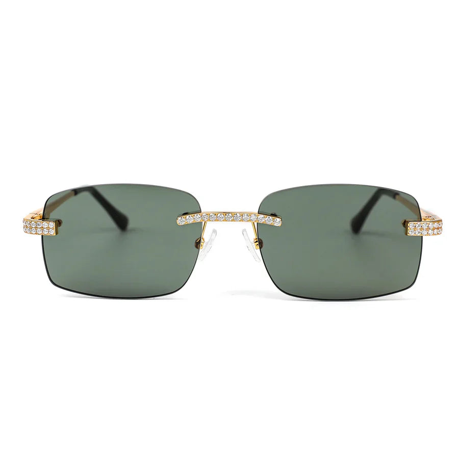925 Silver Round Moissanite Square with Bevel Shape Black Lens Glasses GP