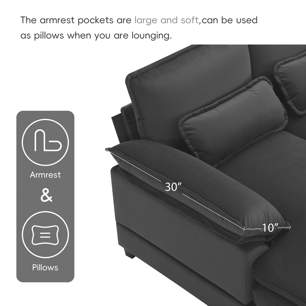 109.8*55.9' Modern U-shaped Sectional Sofa with Waist Pillows,6-seat Upholstered Symmetrical Sofa Furniture,Sleeper Sofa Couch with Chaise Lounge for Living Room,Apartment,5 Color