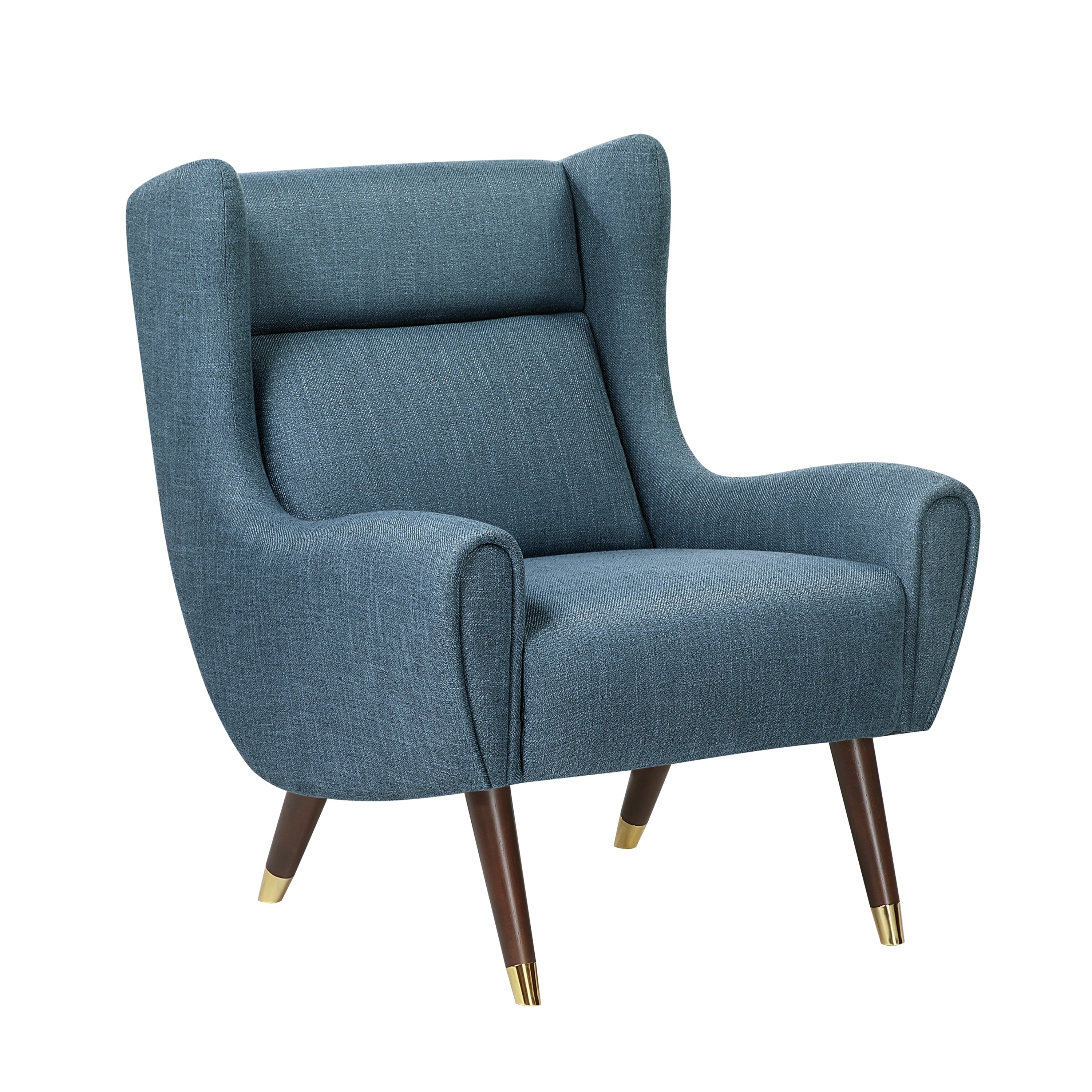 Modern Wingback Upholstered Blue Accent Chair 1pc Solid Wood Sleek Design Luxury Furniture