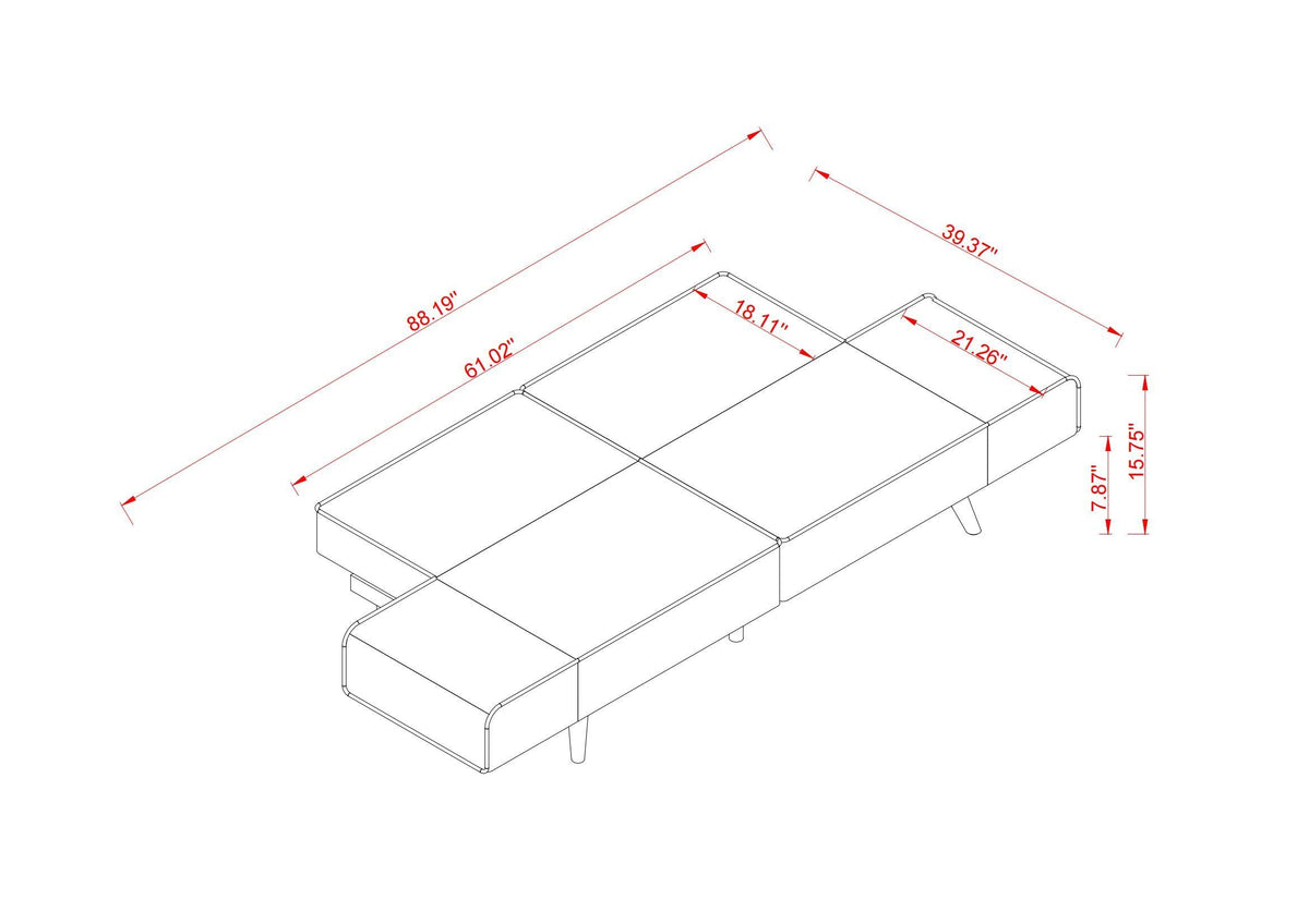 72.8'' Futon Sofa Bed, Sleeper Sofa, Small Couch with Adjustable Armrests, Adjustable Recliner Sleeper Sofa Bed for Living Room, Bedroom, Apartment, Gray