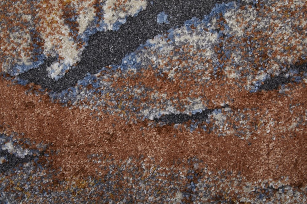 5' X 8' Ivory Blue and Brown Abstract Power Loom Area Rug