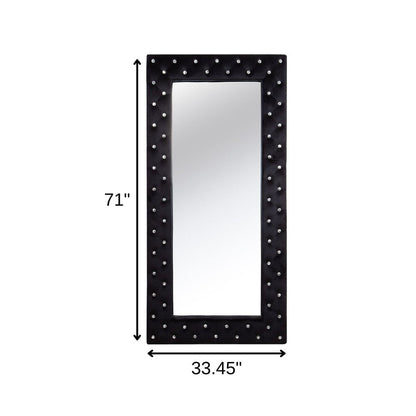 71" Black Wood and Faux Crystal Framed Freestanding and Wall Mount