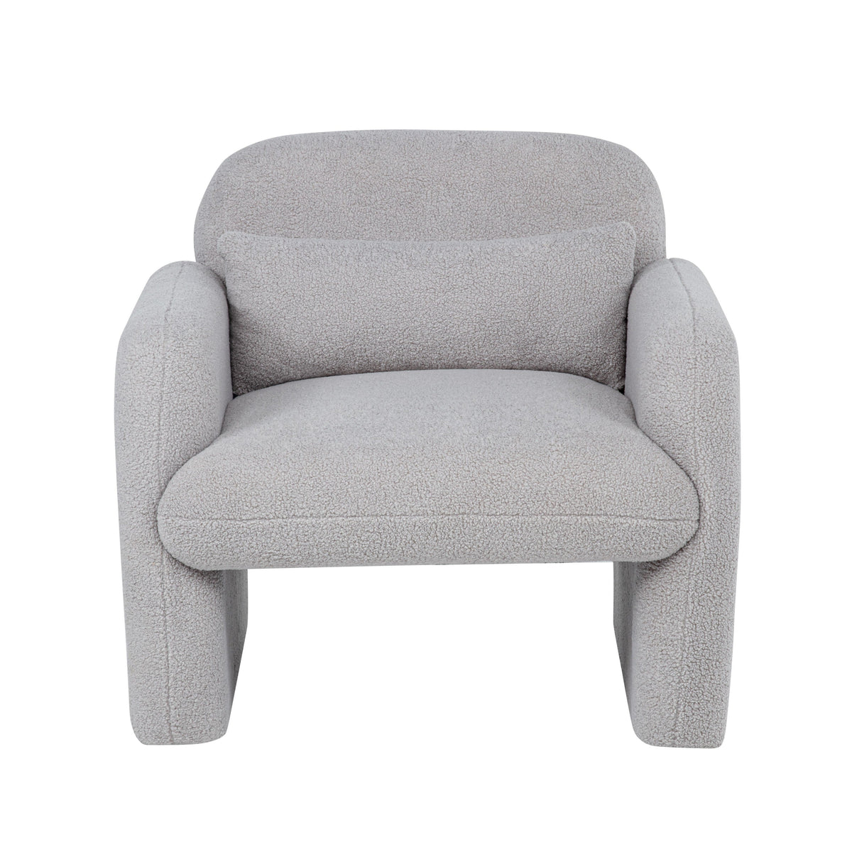 Stylish and Minimalist Teddy Fleece Single Sofa Chair with Arms and Pillow, Armchair, Accent Chair for Living Room, Bedroom, Study,Grey