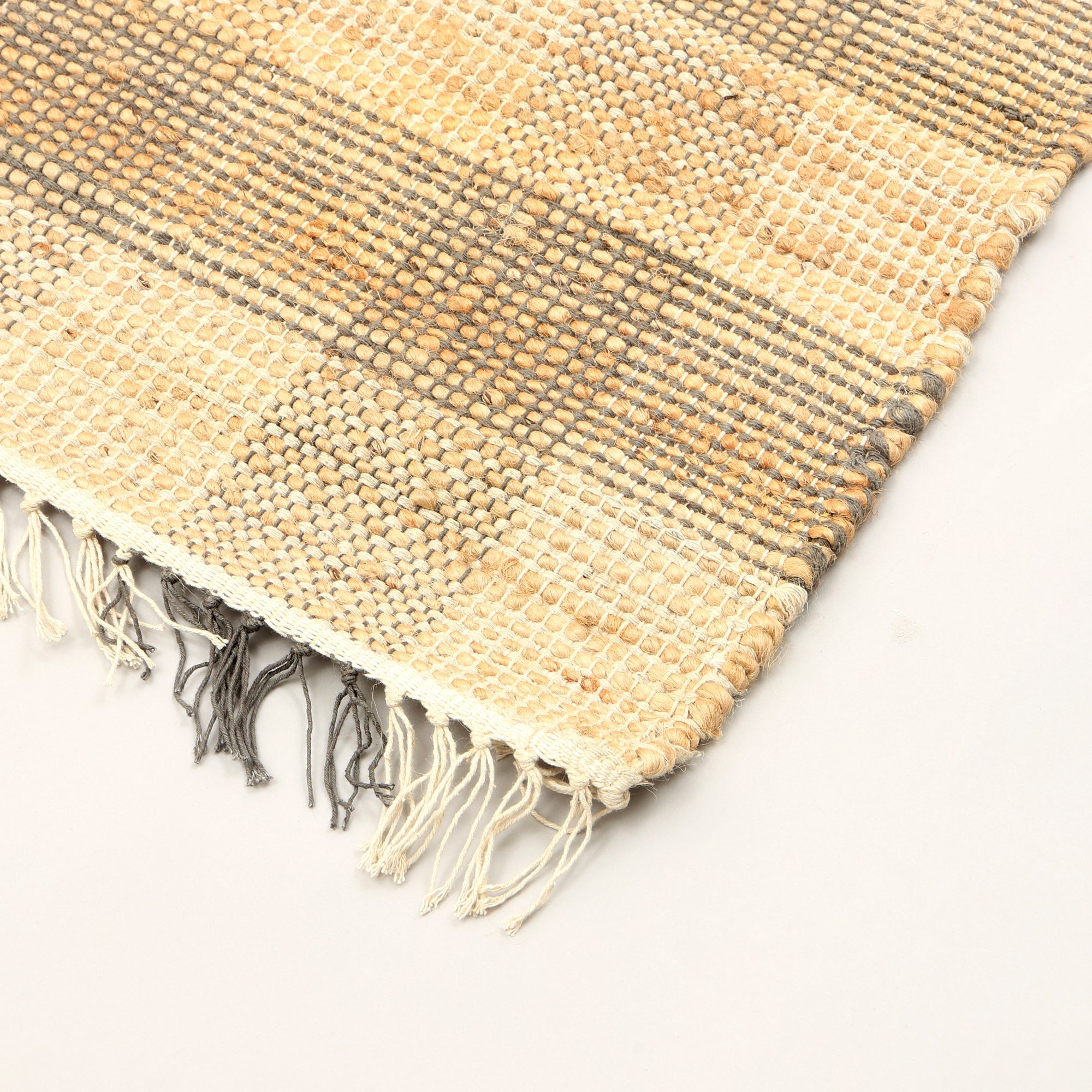 Area Rug, Jute Rug, Durable Gray Plaid Rug, 8X10 ft