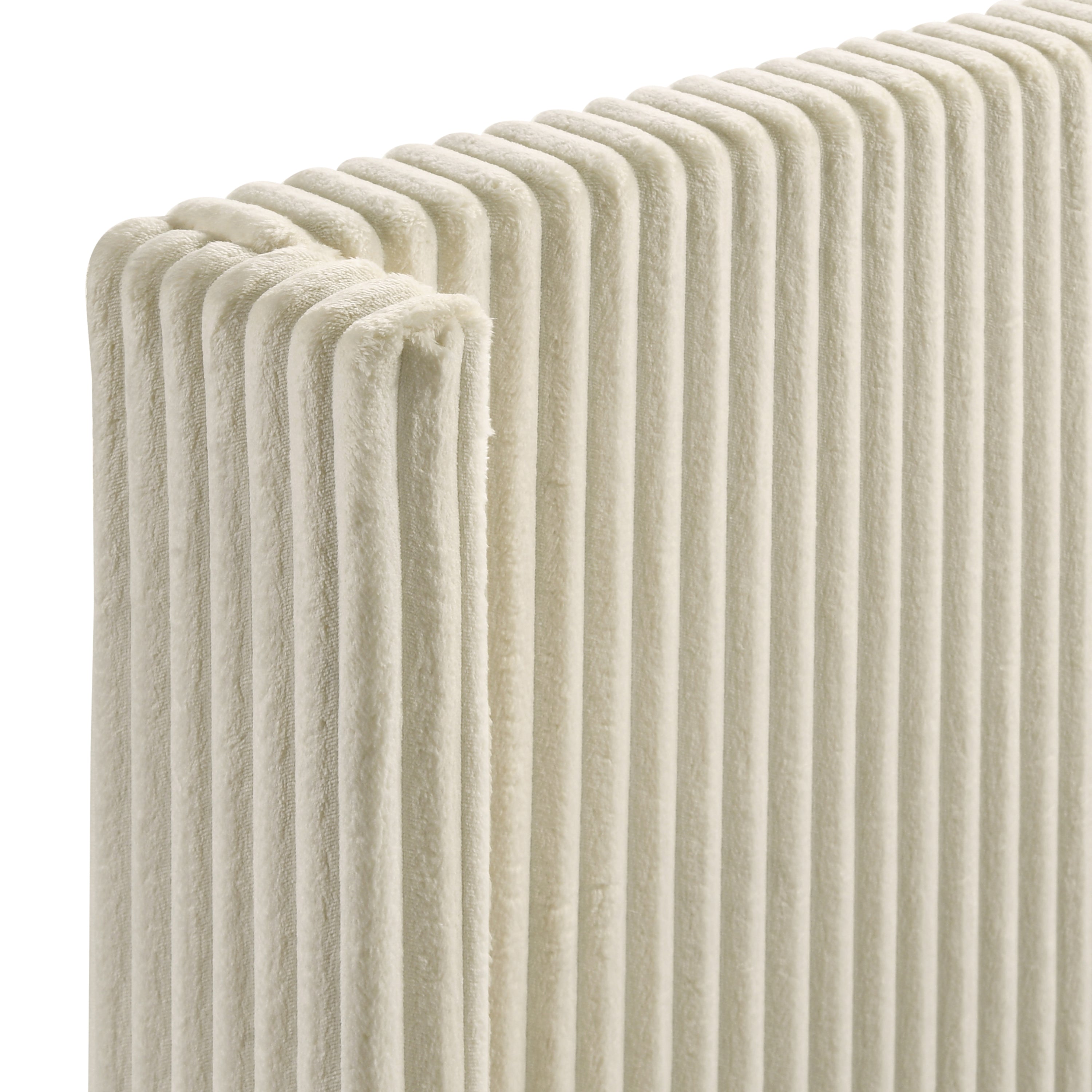 Mavela Wide Wale Corduroy Upholstery Panel King Bed with 2 Nightstands and Bench, Cream