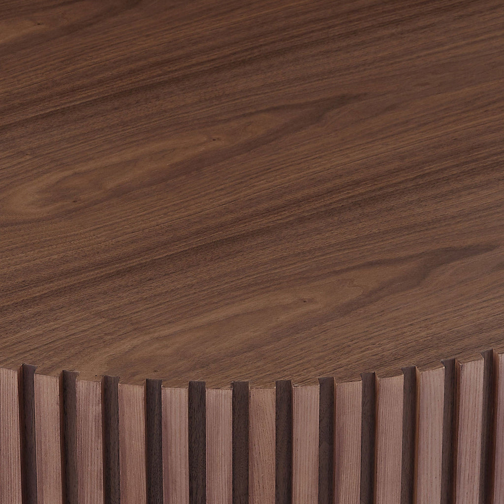 39.37'' Round MDF Coffee Table Mid Century Modern Coffee Table Unique Coffee Table for Living Room Furniture, Tea Table WALNUT
