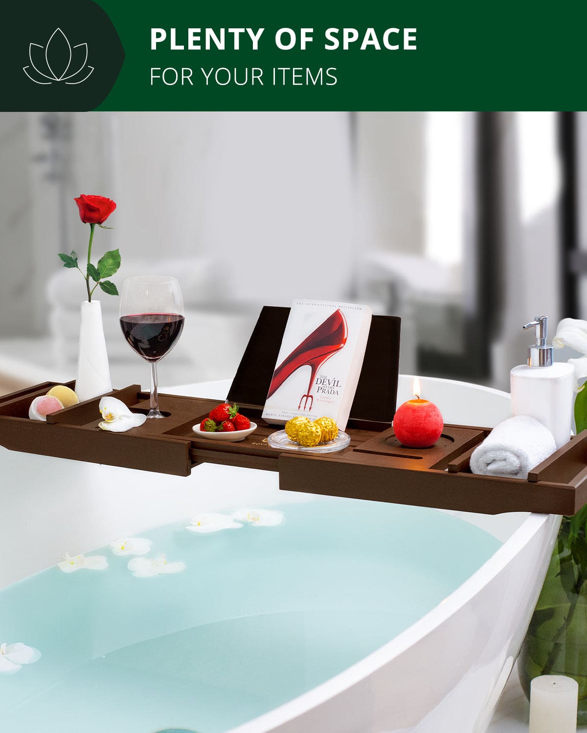 Foldable Bathtub Caddy Tray, Brown