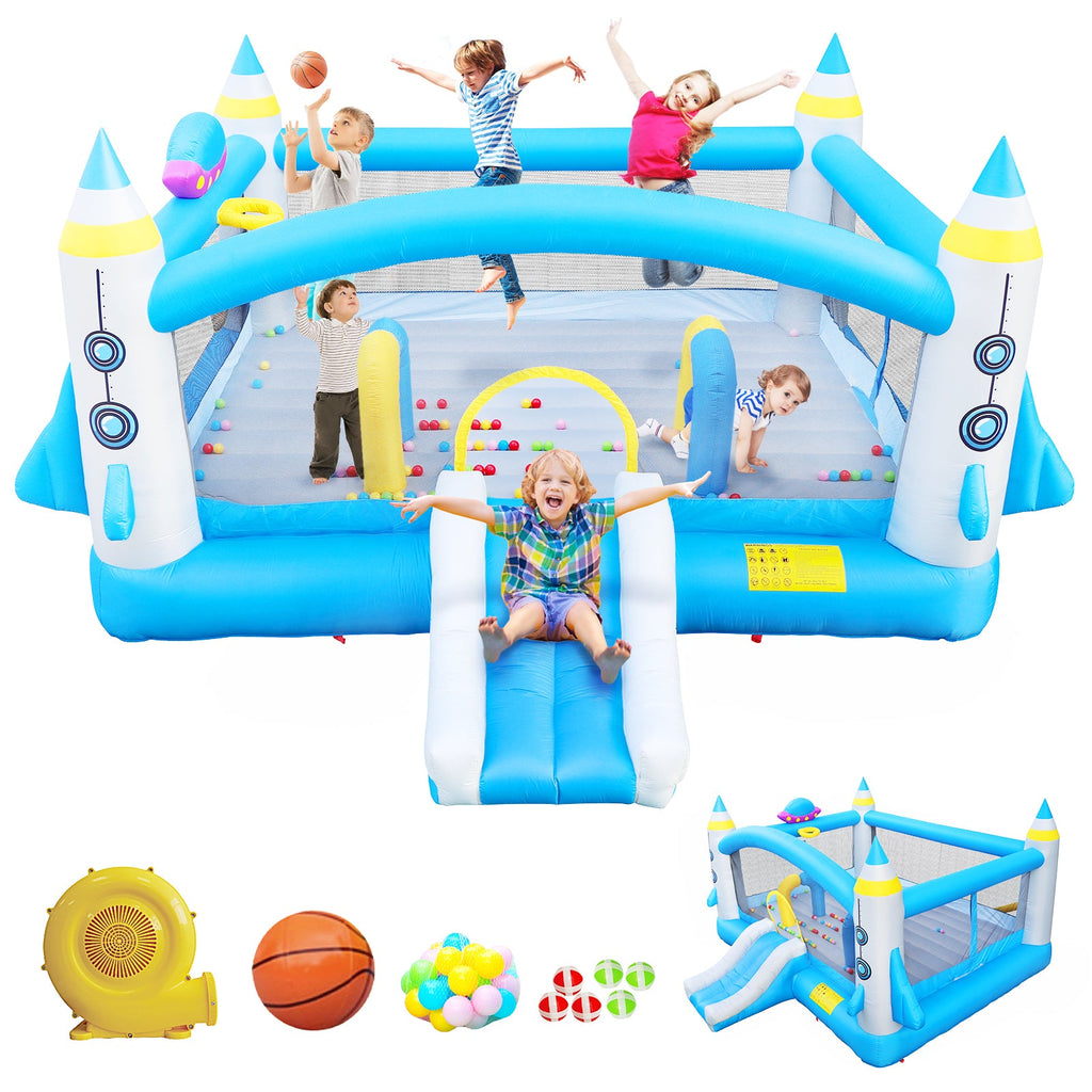 Multifunctional Jump 'n Slide Inflatable Bouncer for Kids Complete Setup with Blower - 198' x 180' Play Area - 96' Tall