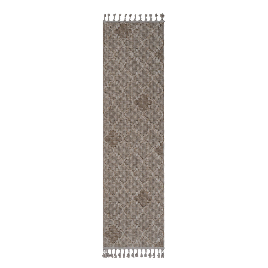 NAAR Guros Collection 2X8 Cream / Trellis Indoor / Outdoor Runner Rug